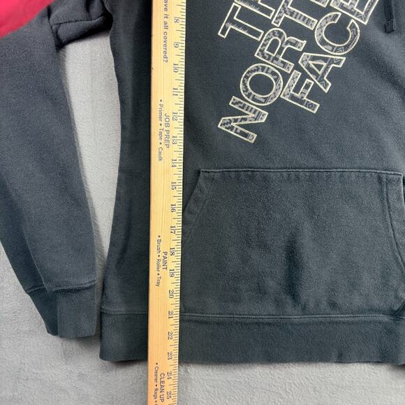 The North Face Pullover Hoodie Women's Medium Black Gold Logo Hooded Drawstring - Picture 4 of 6